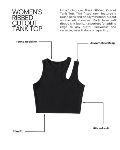 Solid  Asymmetrical Neck ribbed Fitted Tank Top